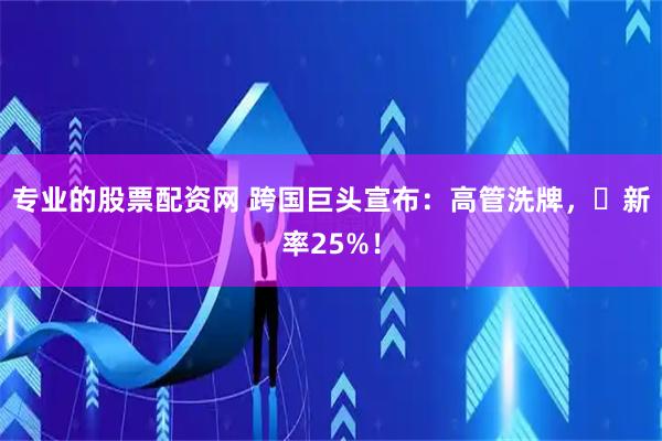 专业的股票配资网 跨国巨头宣布：高管洗牌，更新率25%！